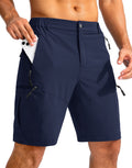 Pudolla Men's Hiking Cargo Shorts 9" Lightweight Outdoor Work Shorts for Men Travel Golf Camping Casual with 5 Zipper Pockets(Navy Medium)