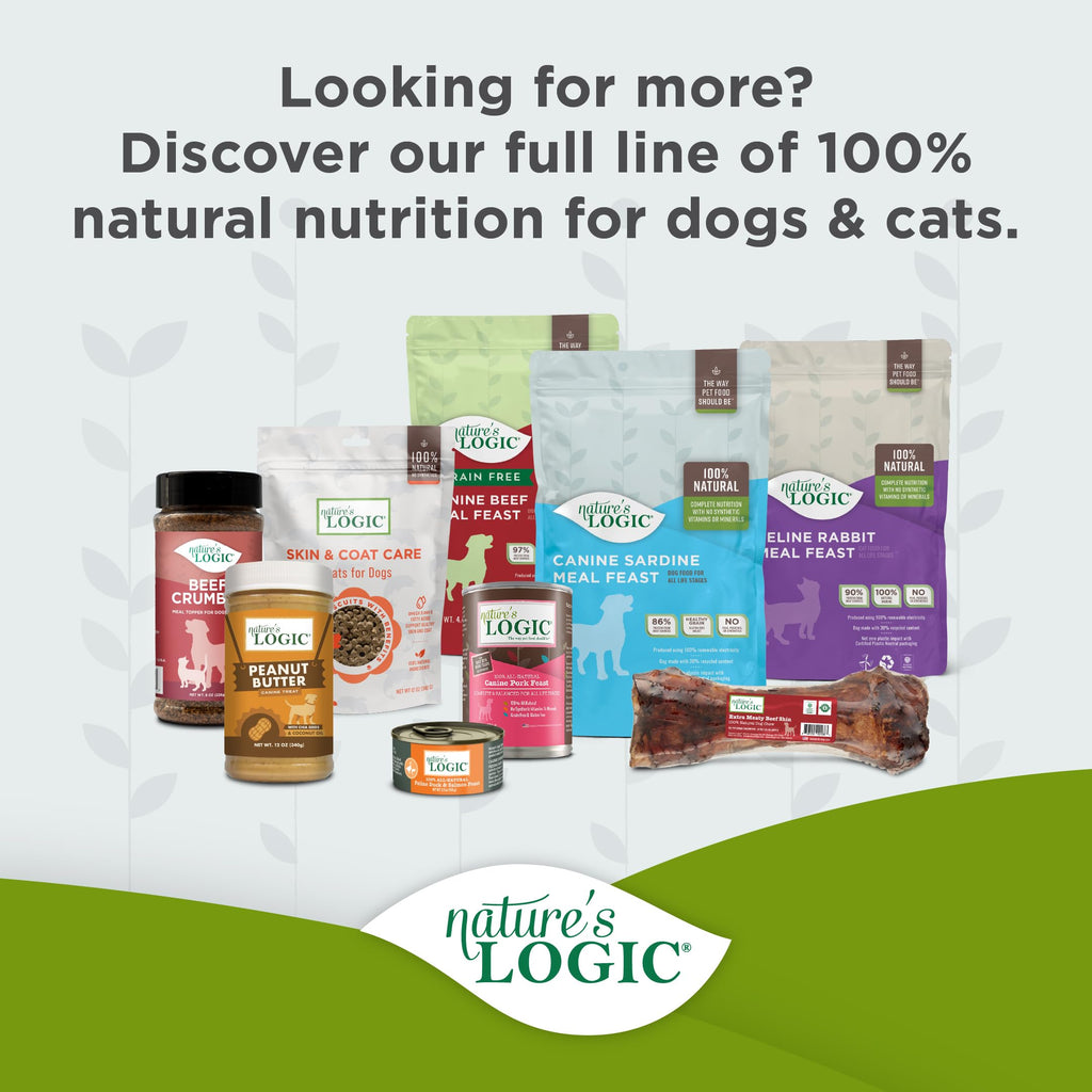 Nature's Logic Dry Dog Food - 100% Natural - No Synthetics - for All Ages, Sizes, Breeds - Free from Common Allergens, High Protein - Beef Meal Feast, 25lbs