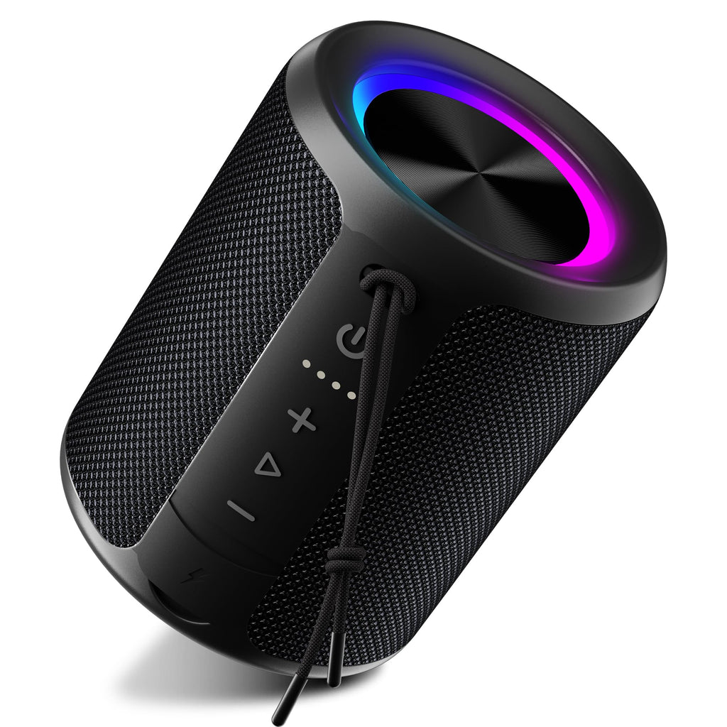 DUDGSIS Portable Bluetooth Speaker, IPX7 Waterproof Wireless Speaker with 20W Loud Stereo Sound, 15H Playtime & Beat-Synced RGB Light, Small Outdoor Speaker for Shower, Pool, Beach, Hiking and Gifts