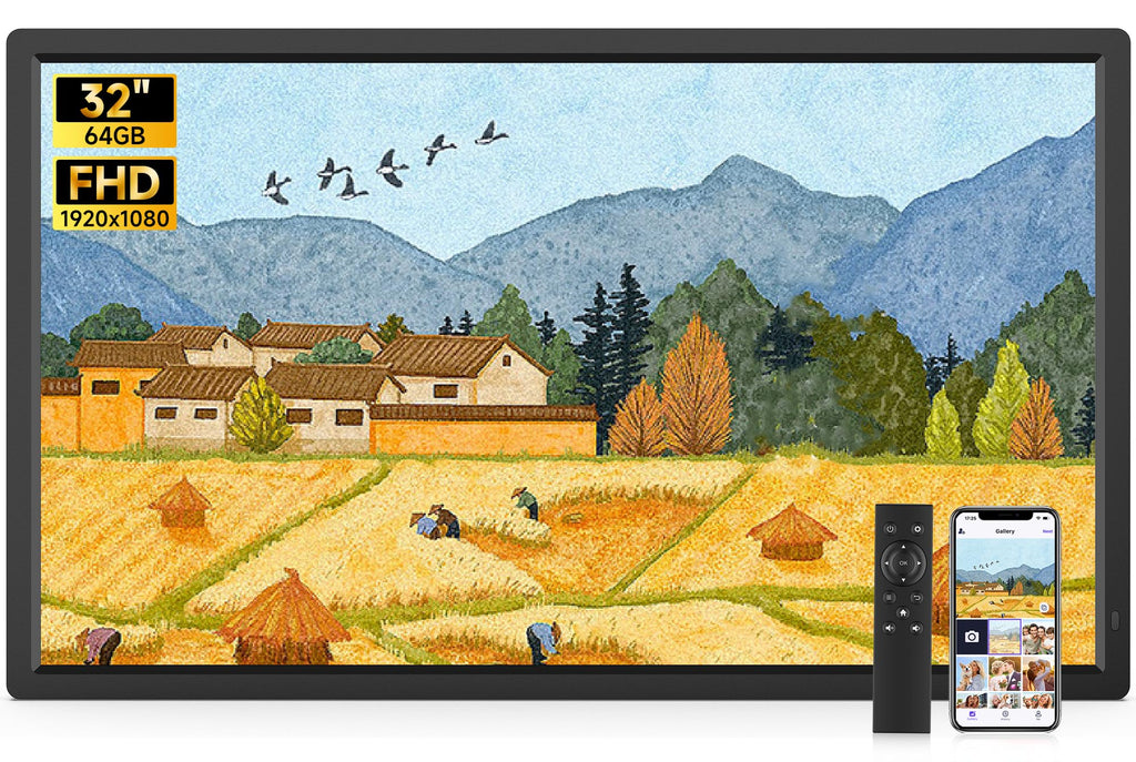 Uhale 32" Extra Large Digital Picture Frame 64GB, WiFi Photo Frames 1920 x 1080 FHD IPS Display with Remote Control, Wall Mounted, Slideshow, Support USB and SD Card, Instantly Share Photos Videos