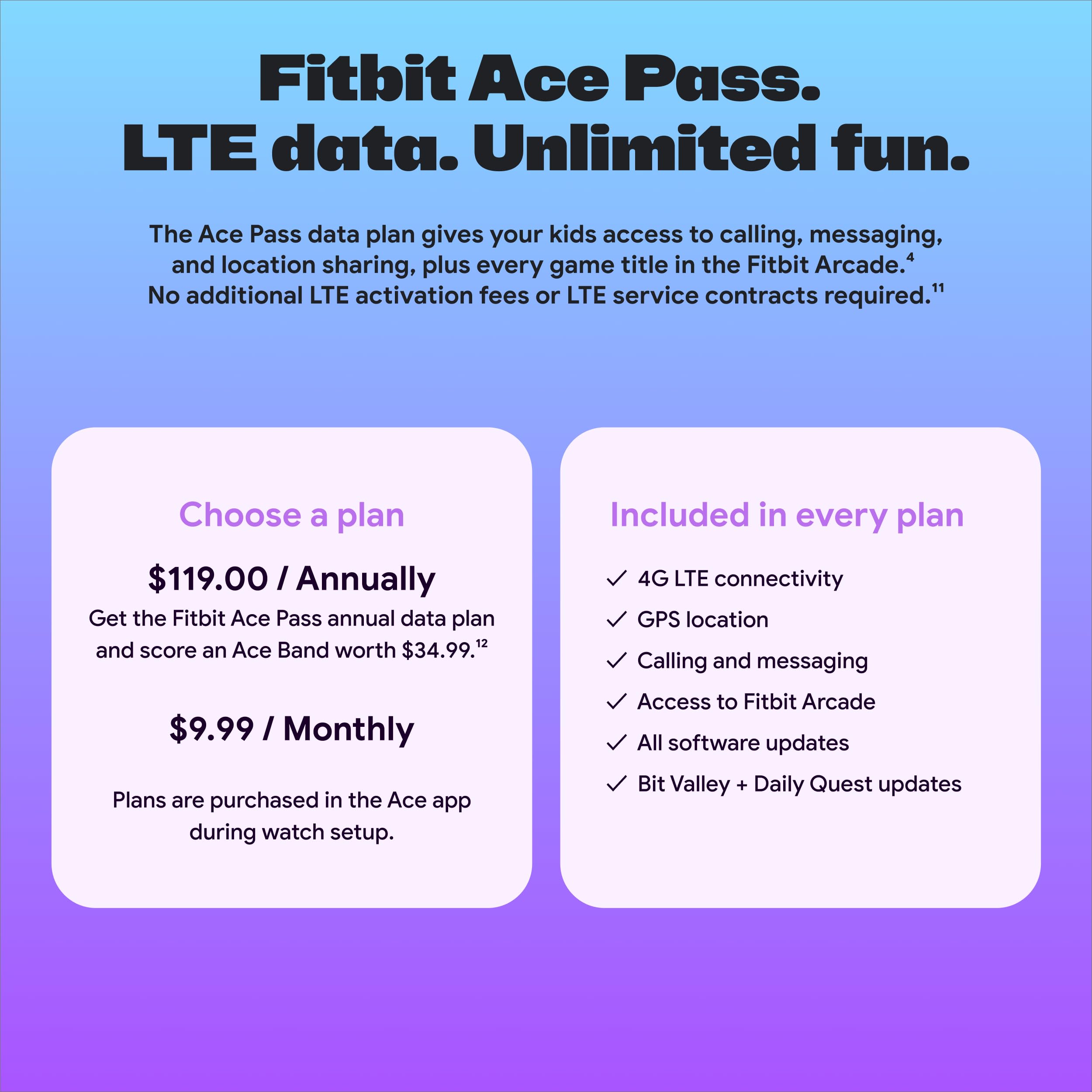 Fitbit Google Ace LTE - Kids Smartwatch with Call, Message, GPS, and Activity-Based Games, Ace Pass Data Plan Required - Mild - Strange Arcade