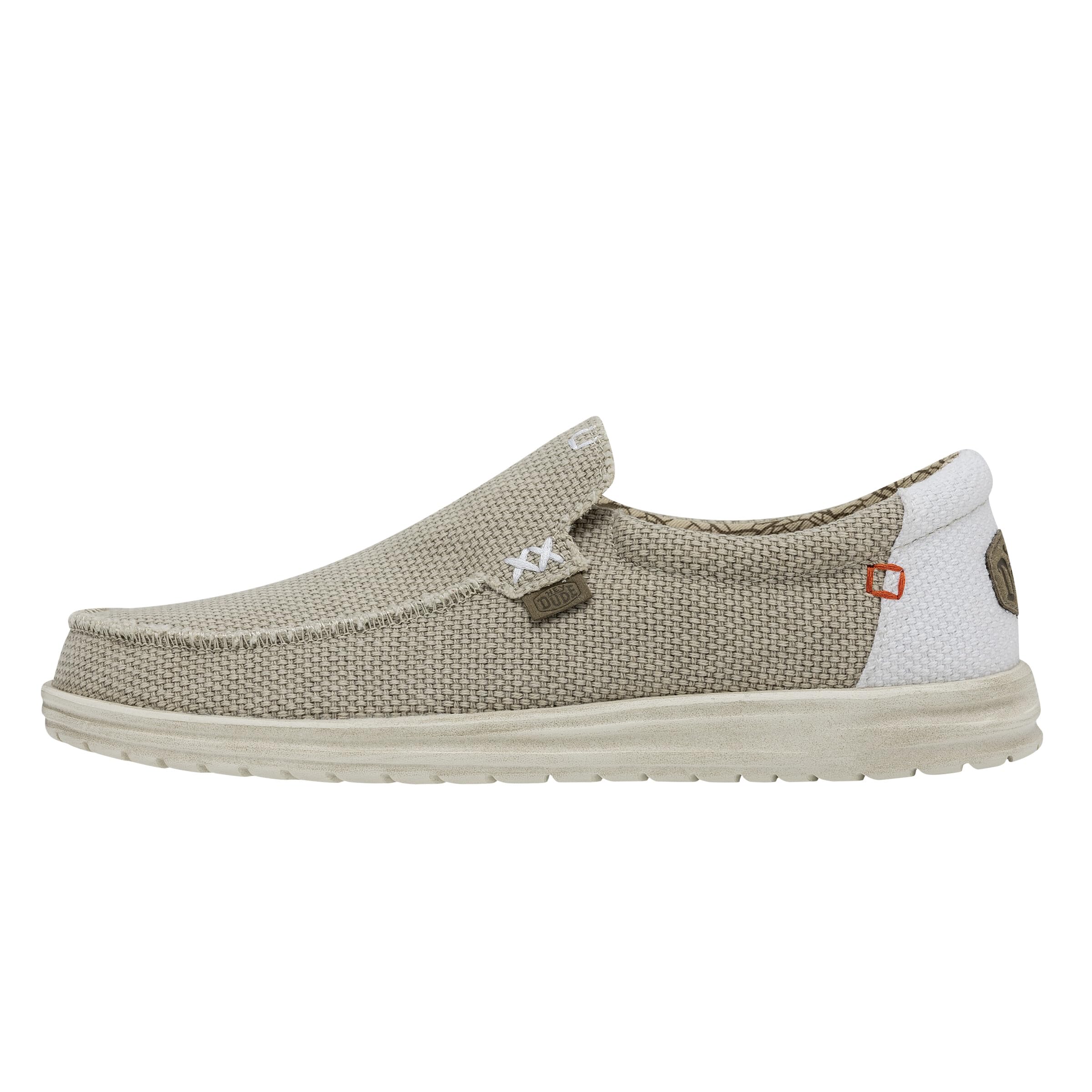 HEYDUDE Men's Mikka Braided Off White Size 11| Men's Loafers | Men's Slip On Shoes | Comfortable & Light-Weight