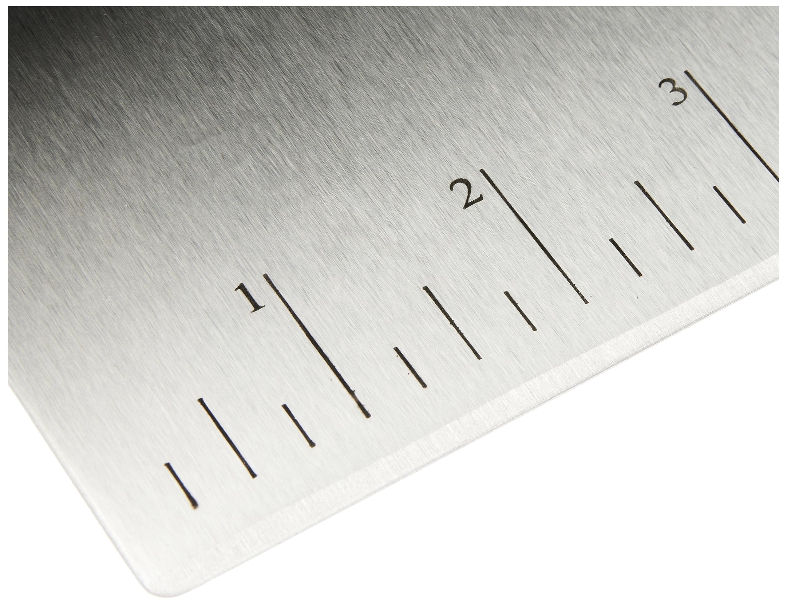 Amazon Basics Multi-Purpose Bench Scraper, Stainless Steel Dough Cutter with Measurement Marks, Dishwasher Safe, Non-slip Contoured Grip, 6", Black, Silver