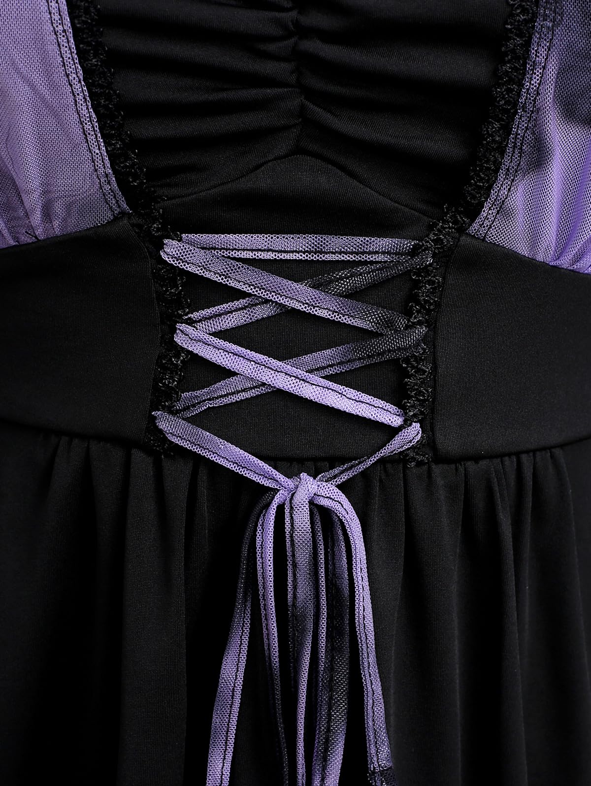 ROSE GAL Women Plus Size Romantic Gothic Lace-up Mesh Bell Sleeves Tee Renaissance Top Gothic Top(Purple_1/L)
