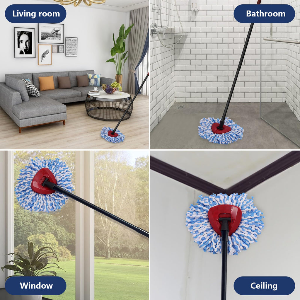 4 Pieces Mop Head Replacement Set Compatible with Ocedar RinseClean 2 Tank System, 2 Pack Microfiber Mop Replace Head, 1 Pack Scrub Brush Scrubber Mop Head, 1 Mop Base for Household Cleaning