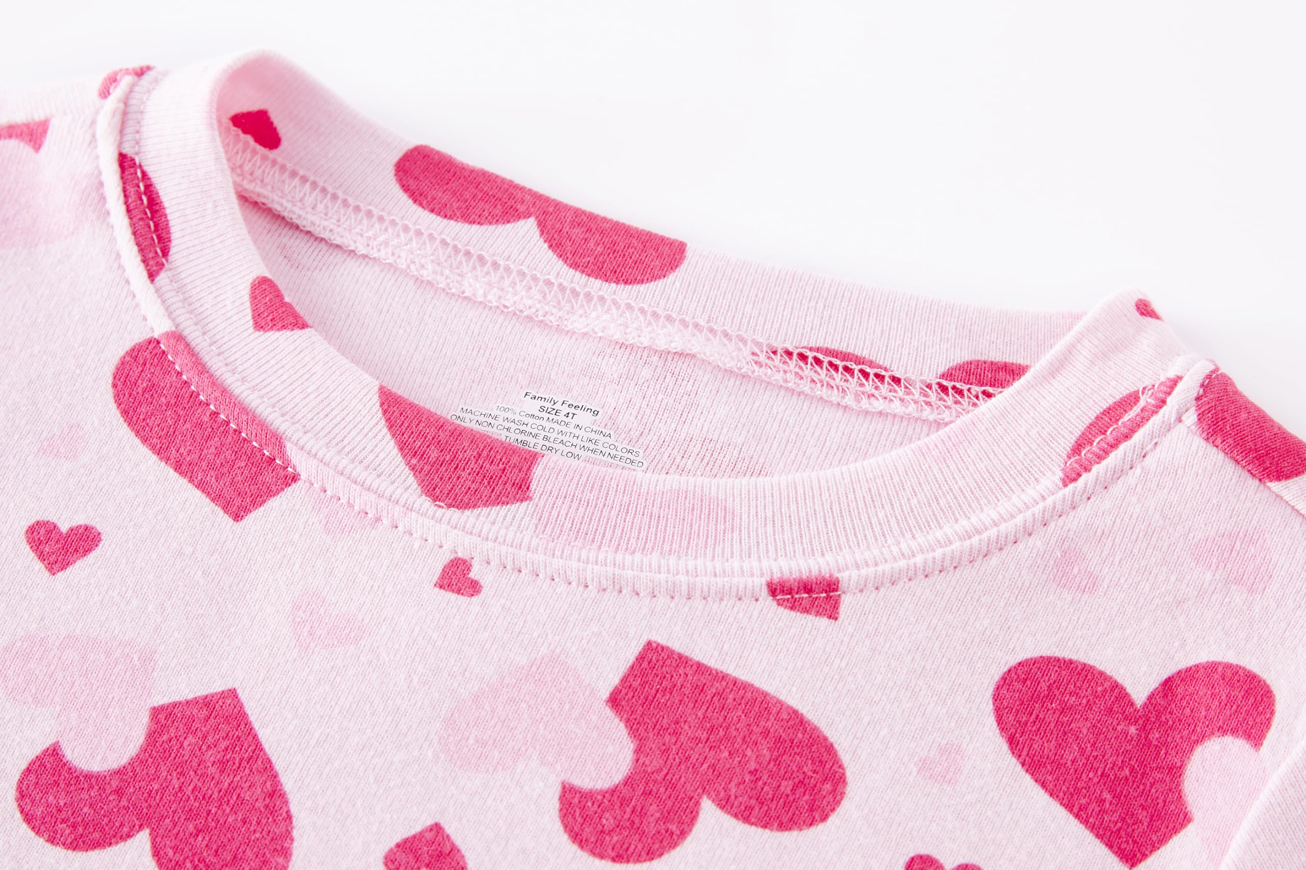 Family Feeling Little Girls Pajamas Valentines Day Long Sleeve Love Cotton Pyjamas Pink Kid Pjs Size 5