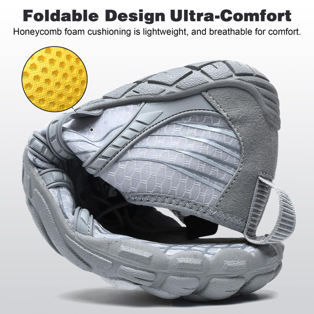 ZOOFLEX Water Shoes for Women Men, Quick Dry Barefoot Shoes,River Shoes for Outdoor Sports and Exercise Grey