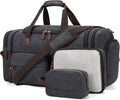 Mens Duffle Bag for Travel 60L Expandable Canvas Weekender Overnight Travel Duffel Bag with Shoe Compartment Carry-On for Airplanes Dark Gray