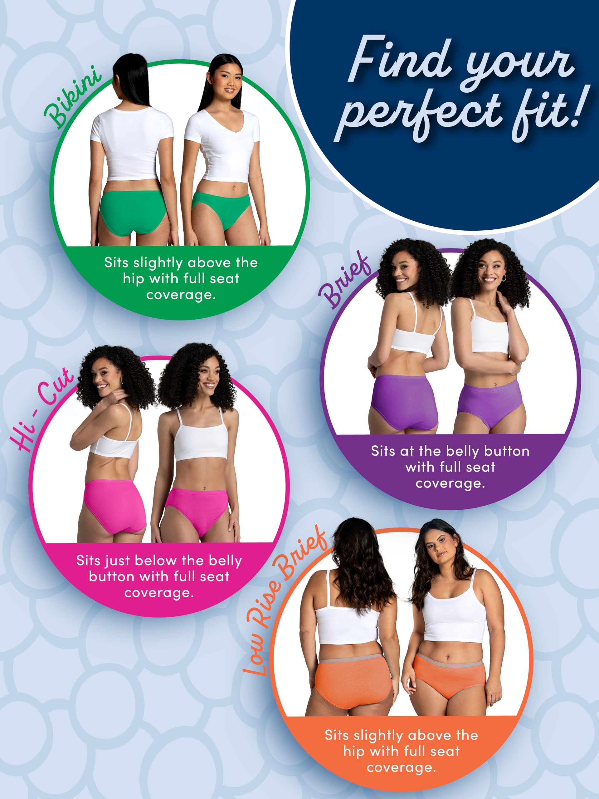 Fruit of the Loom Womens Eversoft Cotton Underwear Multipacks, Tag Free & Breathable, Available in Plus Size - Bikini - Assorted Color Heathers, 7