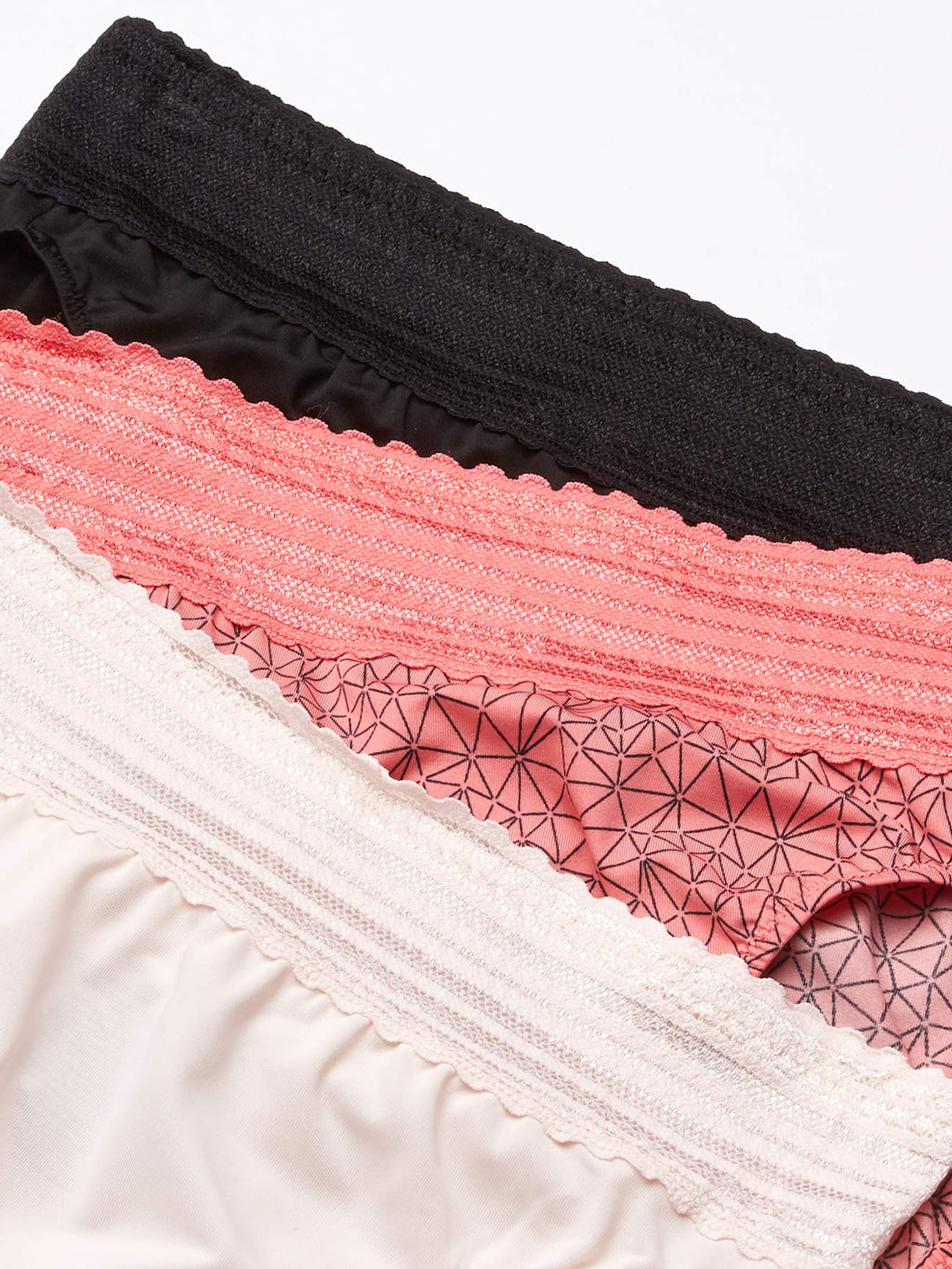 Warner's womens Blissful Benefits Dig-free Comfort Waistband With Lace Microfiber Hi-cut 3-pack 5109w Underwear, Sunkissed Coral Crystal Web/Rosewater/Black, X-Large US