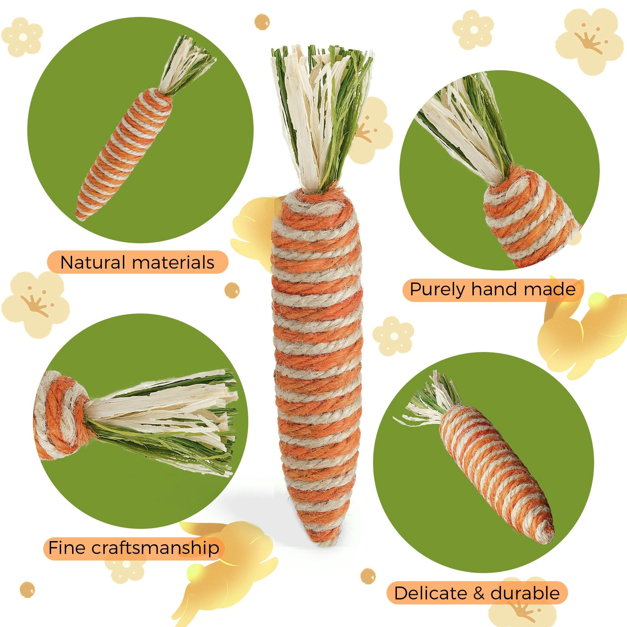 naturevibe 5.6 Inches Sisal Carrot Easter Decor,24 Pack Jute Twine Mini Carrots of Vivid Color for Easter Table Decorations or Spring Decor