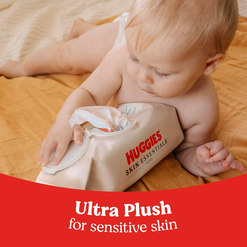 Huggies Skin Essentials Baby Wipes, Hypoallergenic, 99% Water, 10 Flip Top Packs (560 Wipes Total)