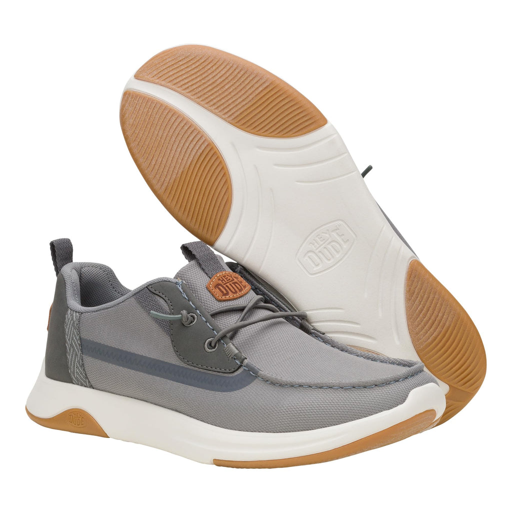 HEYDUDE Men’s Wally Drift Classic | Mesh Monument Grey Size 11 | Slip On Shoes for Men | Lightweight Loafers | Easy On System | Cushioned Insole