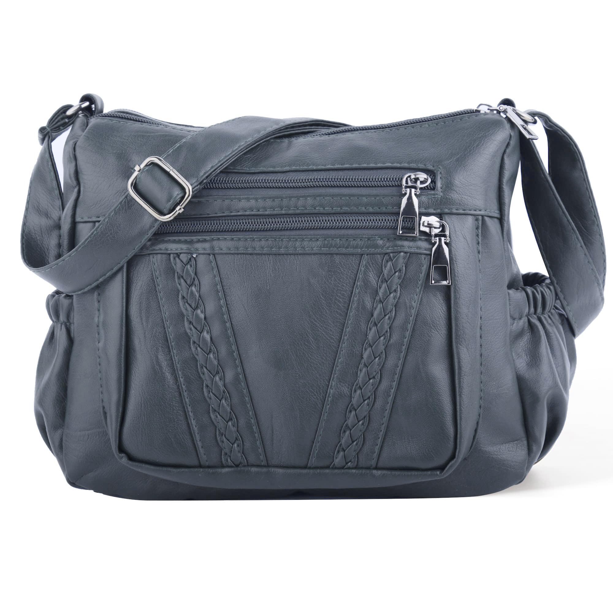 ELDA Crossbody Bags For Women Pocketbooks Soft PU Leather Purses and Handbags Multi Pocket Shoulder Bag