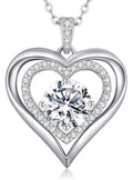 Valentine's Day Gift Moissanite Heart Pendant Necklaces for Women, 925 Sterling Silver Necklace Engraved with 'I LOVE YOU', Ideal Anniversary Birthday Jewelry Gifts for Mom Wife Girlfriend Daughter Her