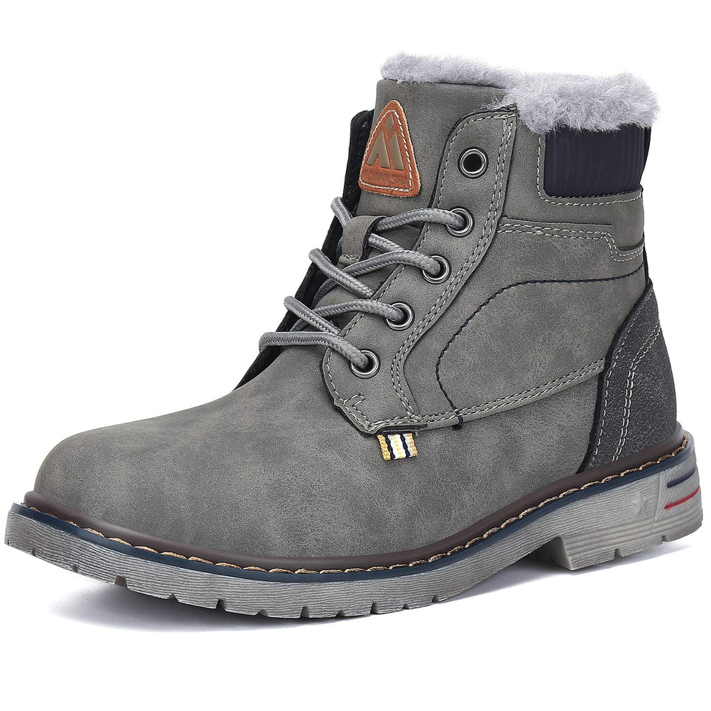 Mishansha Boy's Girl's Winter Snow Boots Waterproof Kids Hiking Boots Cold Weather Outdoor Fur Lined Warm Walking Boot Shoes Grey 12.5 Little Kid