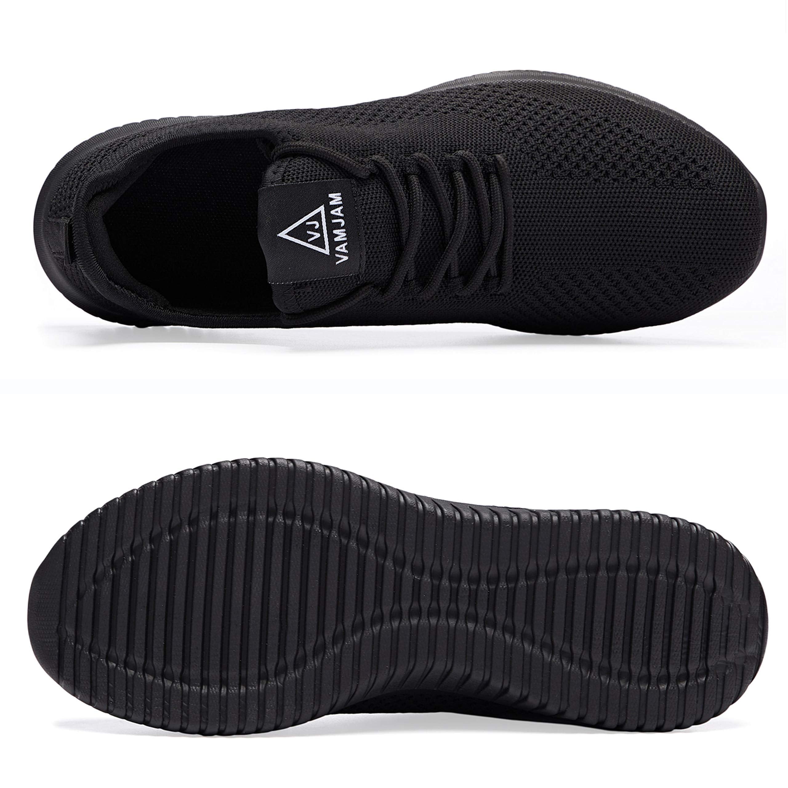 VAMJAM Men's Running Shoes Ultra Lightweight Breathable Walking Shoes Non Slip Athletic Fashion Sneakers Mesh Workout Casual Sports Shoes All Black Size 6.5