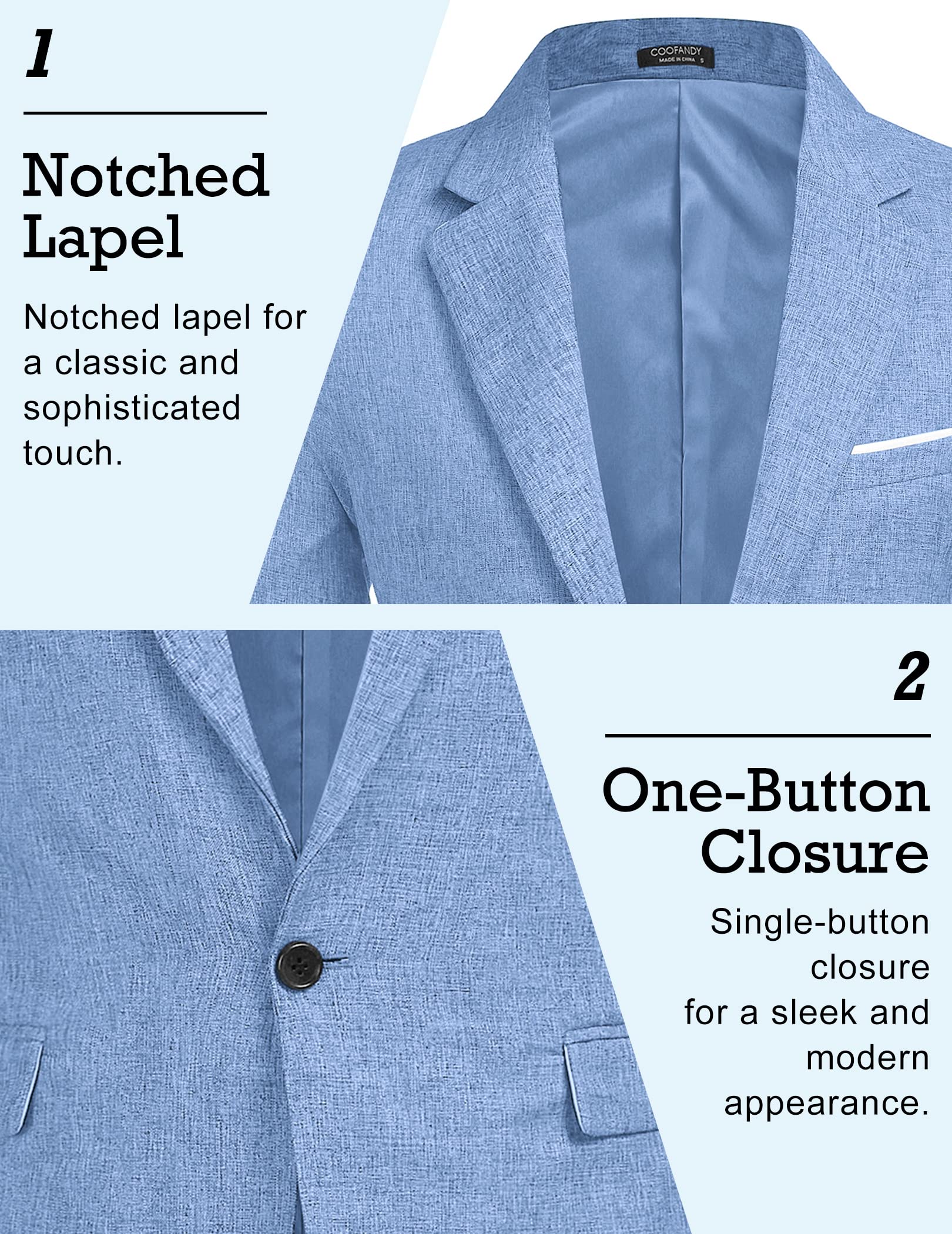 COOFANDY Men's Blazer Casual Sport Coats Slim Fit One Button Suit Jacket Lightweight Sports Jacket (Sky Blue,X-Large)