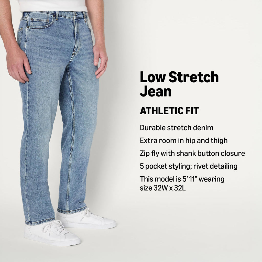 Amazon Essentials Men's Low Stretch Athletic Fit Jeans, Tinted Light Wash, 33W x 34L