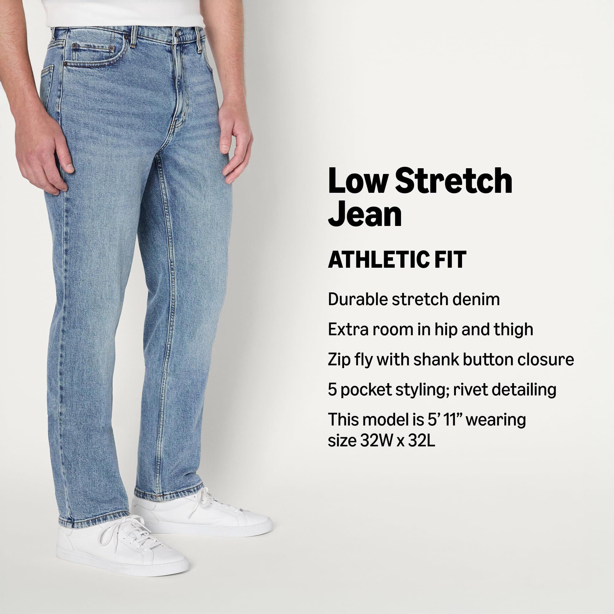 Amazon Essentials Men's Low Stretch Athletic Fit Jeans, Tinted Light Wash, 33W x 34L