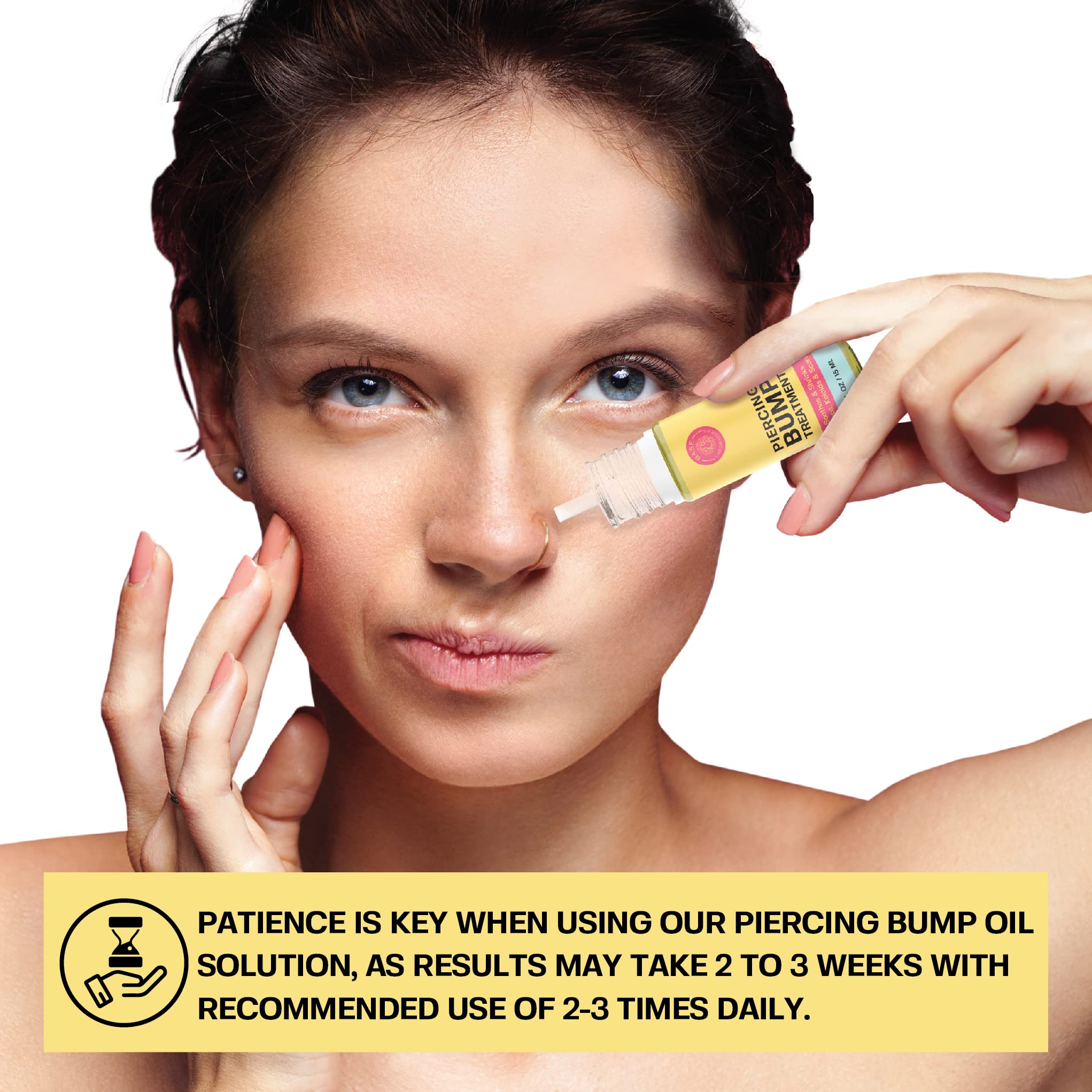 BASE LABORATORIES Piercing Bump Solution & Keloid Bump Removal | Soothing Piercing Aftercare for Piercing Bumps & Keloid Scar Removal | Ear & Nose Keloid Bumps Piercing Aftercare Solution Oil | 0.5 oz