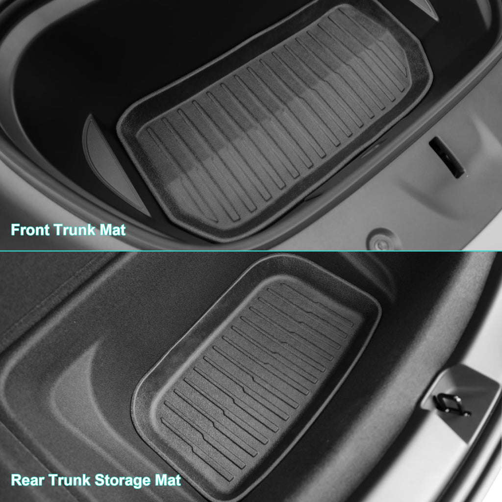 SUPER LINER Tesla Model Y Floor Mats 2021-2024 | Custom Fit All-Weather 9-Piece Set TPE Material |Full Coverage Floor Mats Back Seat Protector, Cargo Liner, Trunk & Interior Accessories