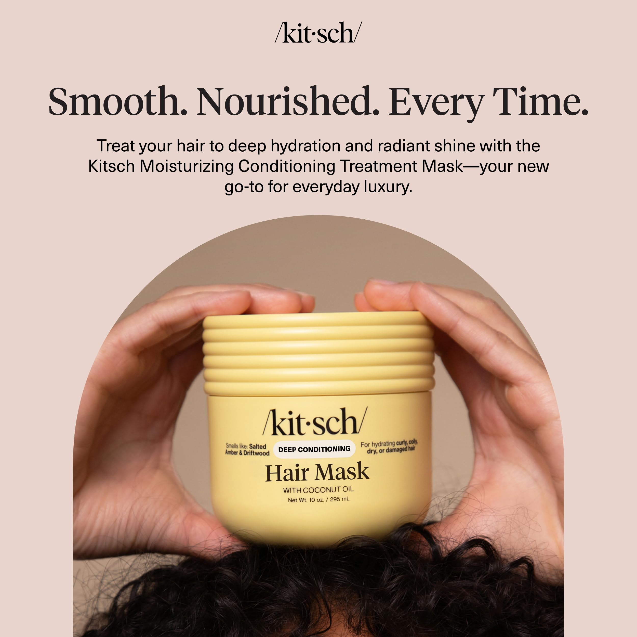 Kitsch Moisturizing Hair Mask for Damaged Hair – Coconut Oil Deep Conditioner for Women – Curly Hair Products Friendly – Frizz-Reducing Hair Care Treatment for Curly, Coily & All Hair Types – 10 oz
