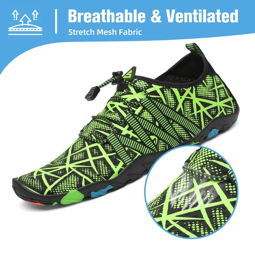 Mishansha Water Shoes for Women Men, Quick-Dry Barefoot Swim Shoes with Drainage Holes, Lightweight Aqua Shoe for Beach Pool River Boating Yoga Walking 9.5 Women/8 Men Shamrock Green