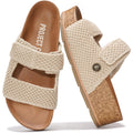 Project Cloud 100% Genuine Leather Platform Sandals Women Footwear-Beach Essentials Summer Wedges with Plush and Soft Insole-Non Slip&Lightweight Wedge Sandals For Women 2026 (Prime,NATCRO,9)