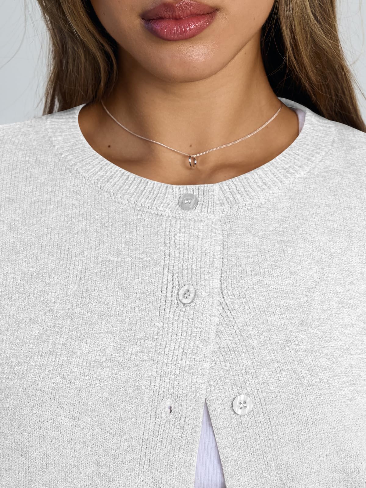 Trendy Queen Cropped Cardigan Sweaters for Women Lightweight Y2k Fall Outfits Spring Fashion Clothes 2026 Grey M