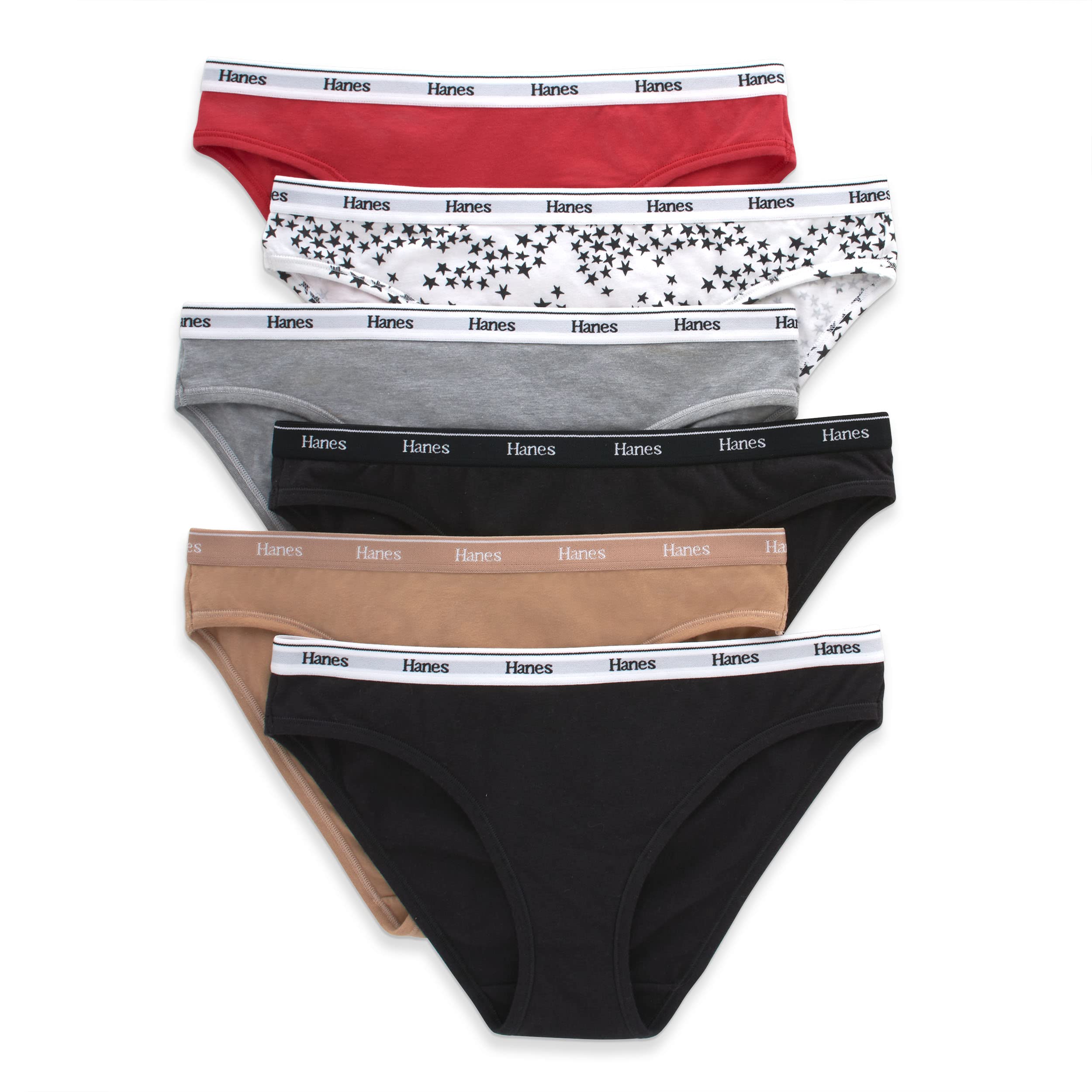 Hanes Originals Women's Underwear Bikini Panties, Stretch Cotton Underwear, Basic Assorted Colors, 6-Pack