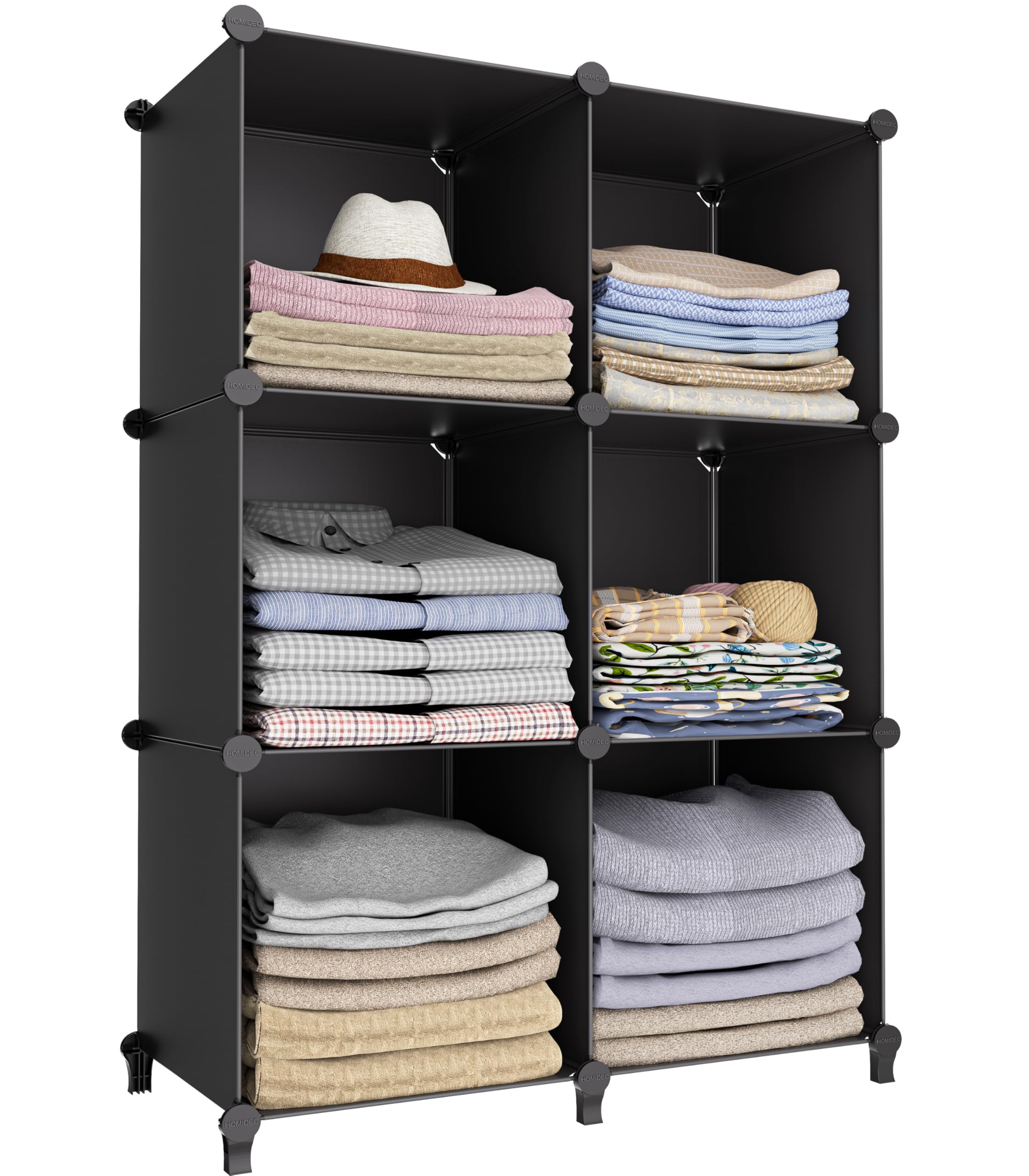 6-Cube Storage Organizer, Closet Organizer Storage Cabinet Shelf Bookcase Bookshelf with Metal Hammer, Storage Cubes Organizer Cabinet for Kids, Closet, Bedroom, Bathroom(11.8x11.8x11.8 inch)Black