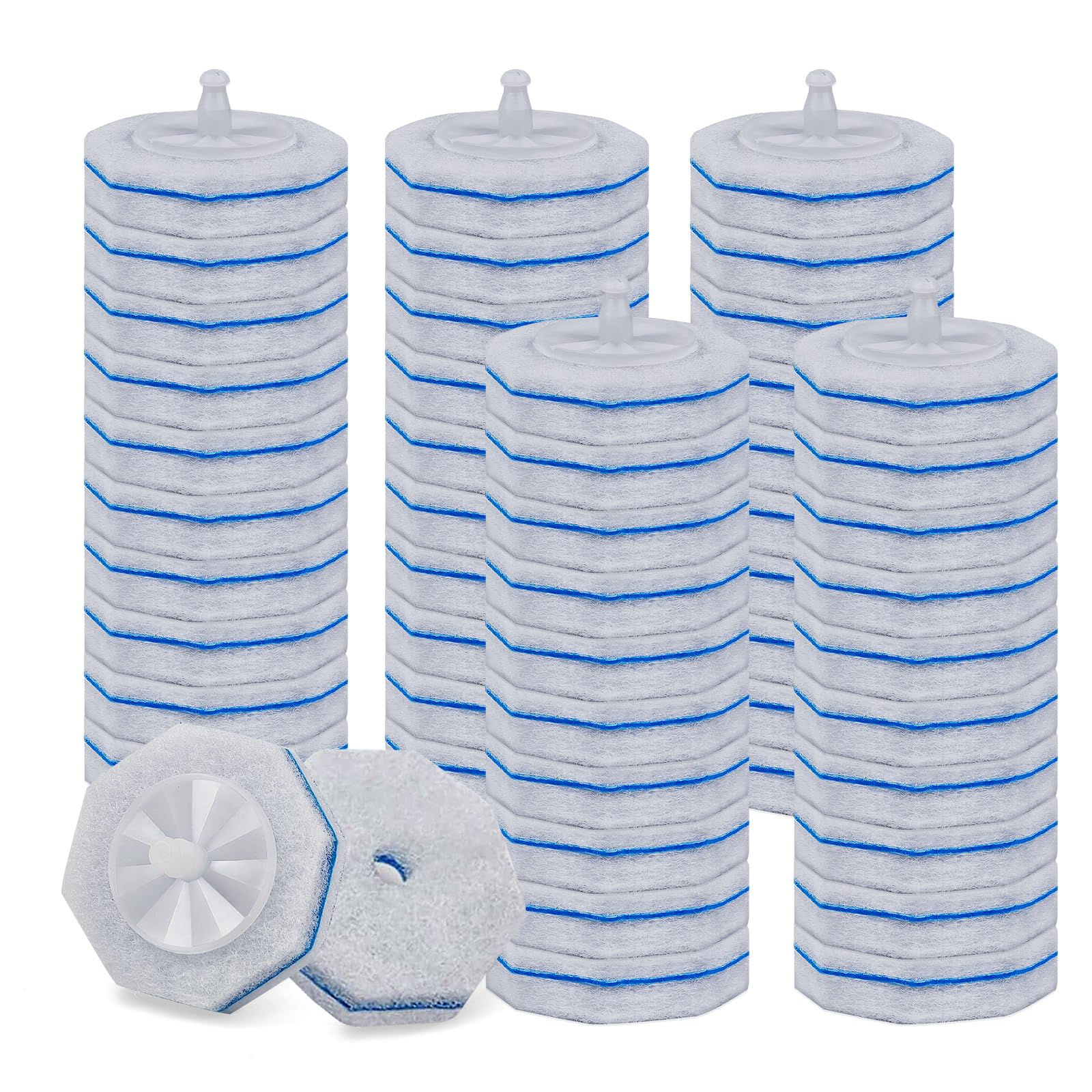 50 Pcs Toilet Bowl Wand Refills for Clorox, Upgraded Octagon Disposable Replacement Heads Compatible with Clorox Toilet Wand for Bathroom Cleaning