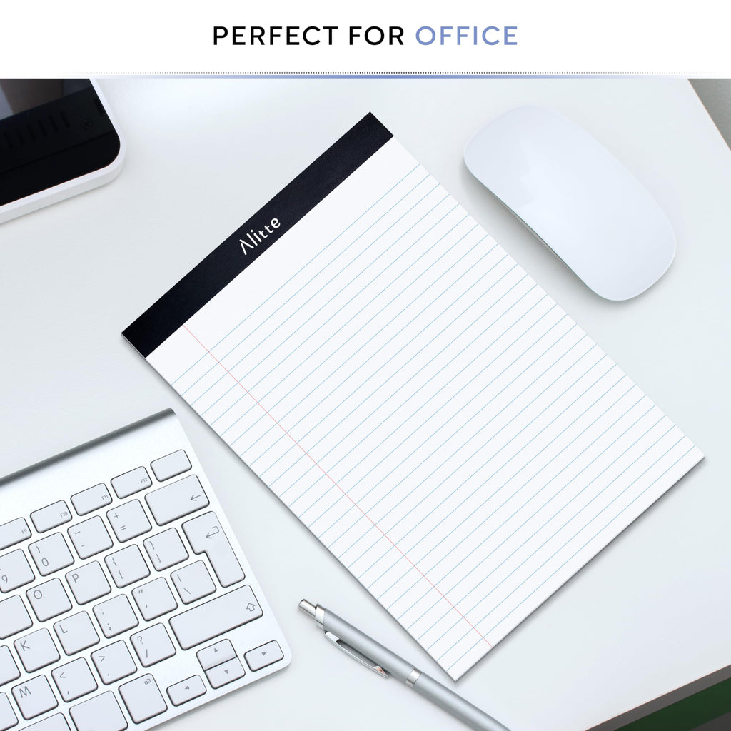Alitte Legal Notepads 8.5 x 11, Pack of 12 - Perforated Wide Ruled Writing Pad - Premium Thick Paper, No Ink Bleeding - Blank Legal Pads For Home, Office, School, Business - 50 Sheets Per Notebook