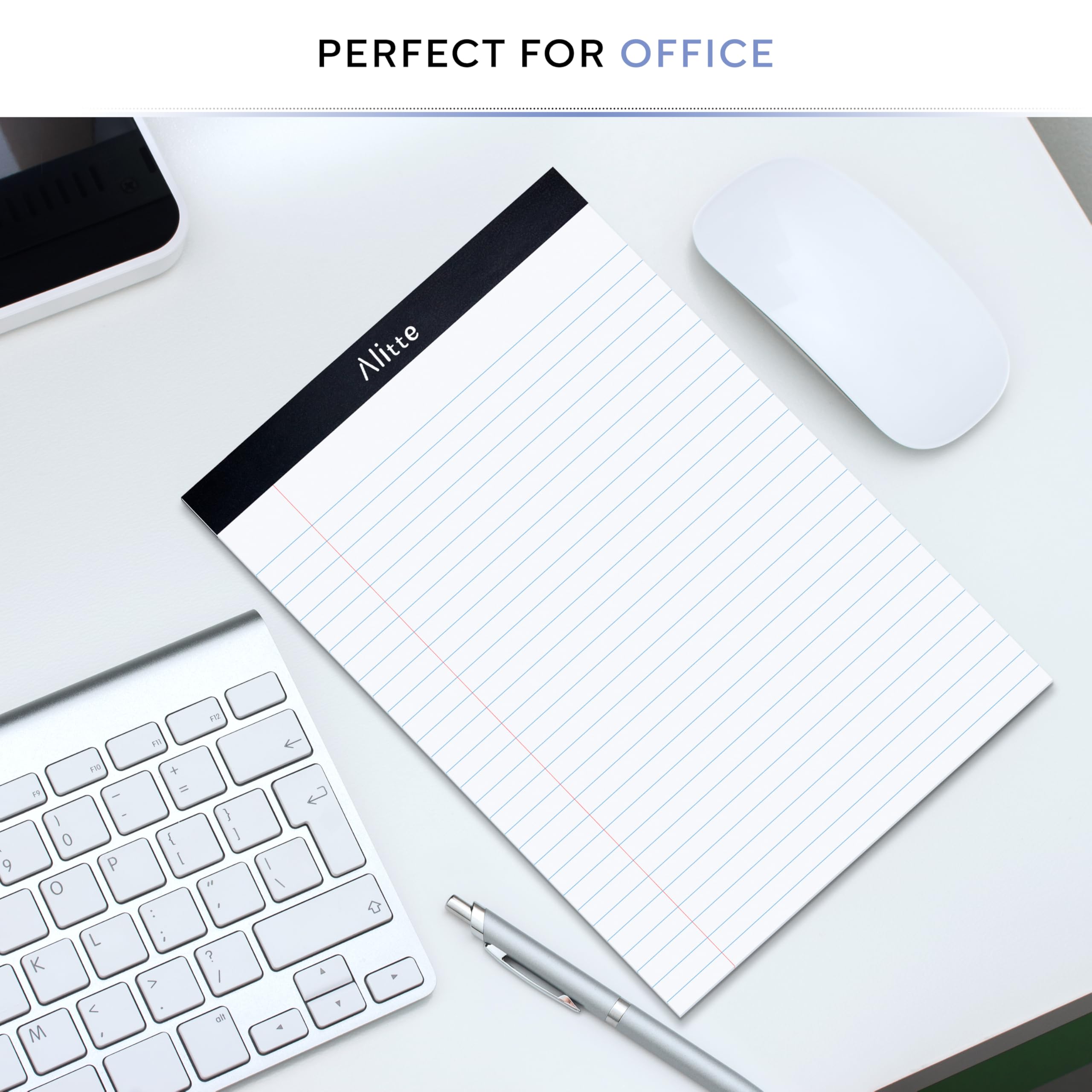 Alitte Legal Notepads 8.5 x 11, Pack of 12 - Perforated Wide Ruled Writing Pad - Premium Thick Paper, No Ink Bleeding - Blank Legal Pads For Home, Office, School, Business - 50 Sheets Per Notebook