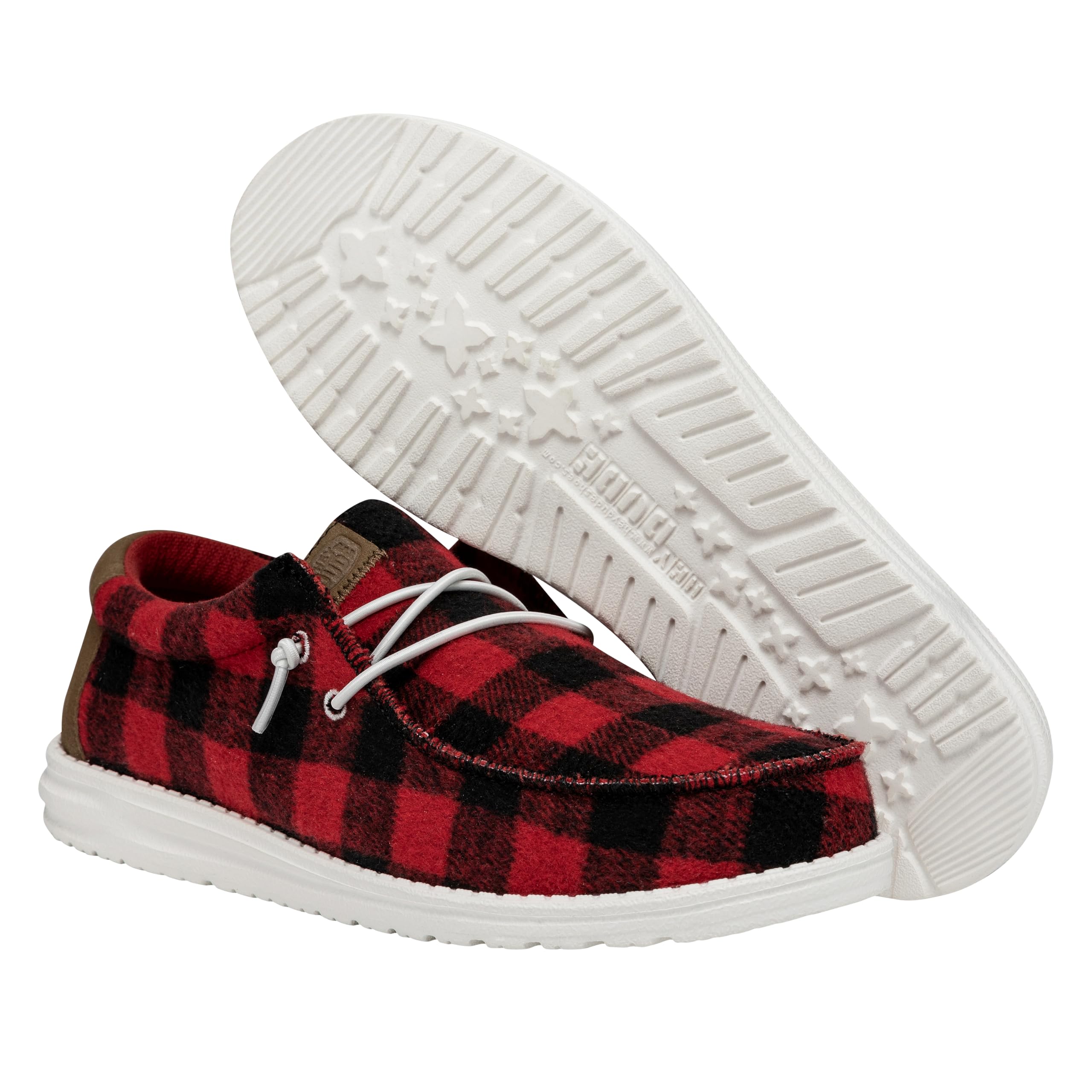 HEYDUDE Wally Buffalo Plaid Red Size 11 | Men’s Shoes | Men's Slip-on Loafers | Comfortable & Light-Weight