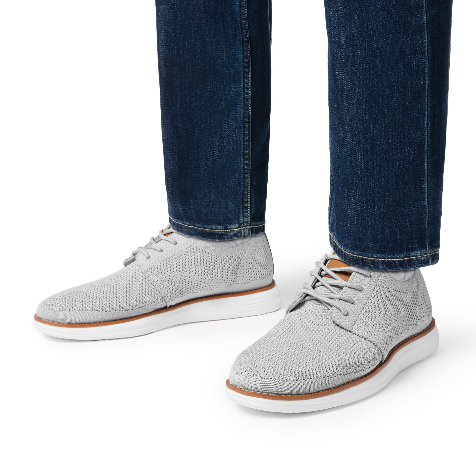 Bruno Marc Men's KnitFlex Breeze Mesh Oxford Sneakers - Breathable Business Casual Shoes Lightweight & Comfortable Walking Shoes for Men, Size 12,Grey,GRAND-01