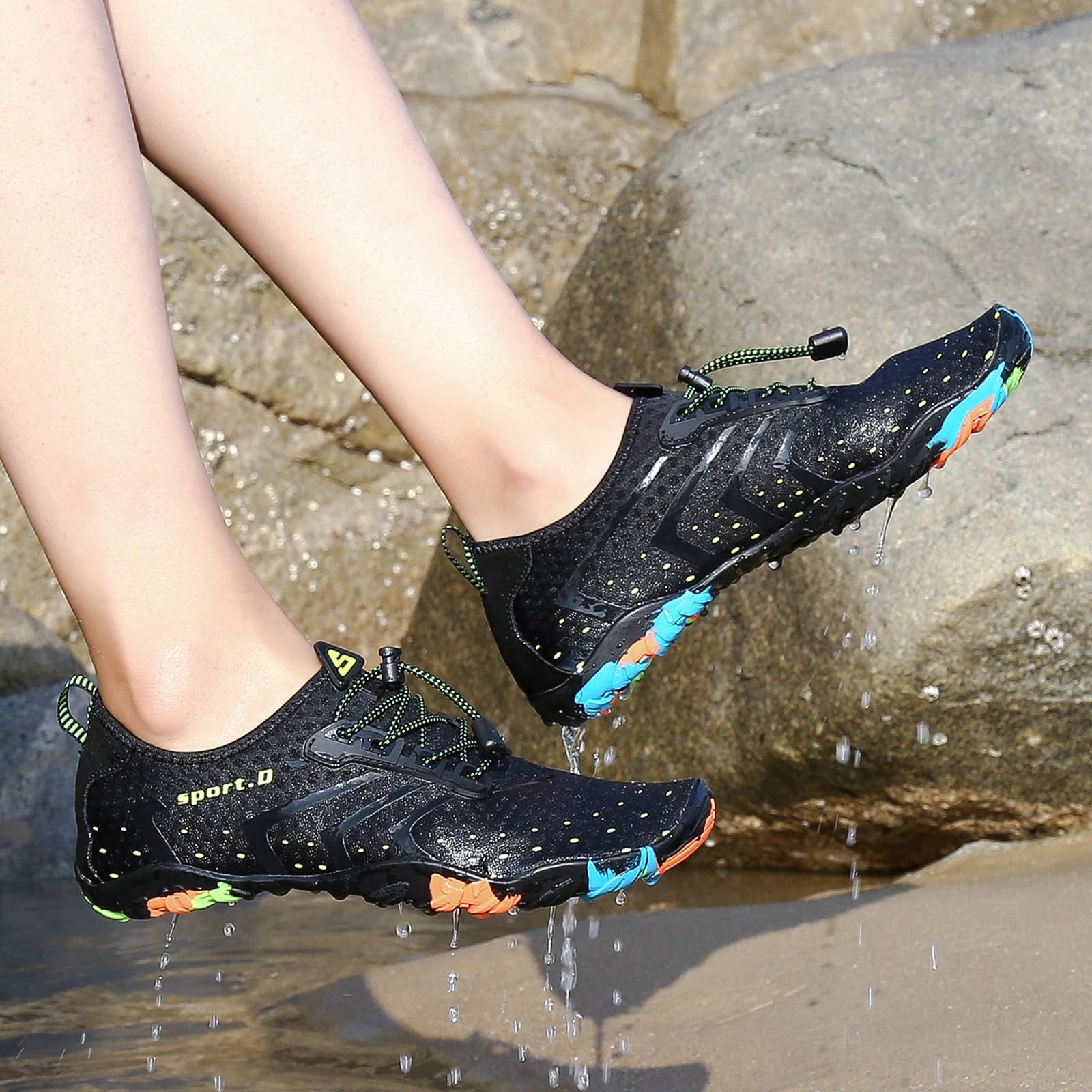 Mishansha Mens Womens Water Shoes Quick Dry Barefoot for Swim Diving Surf Aqua Sports Pool Beach Walking Yoga Black 9.5