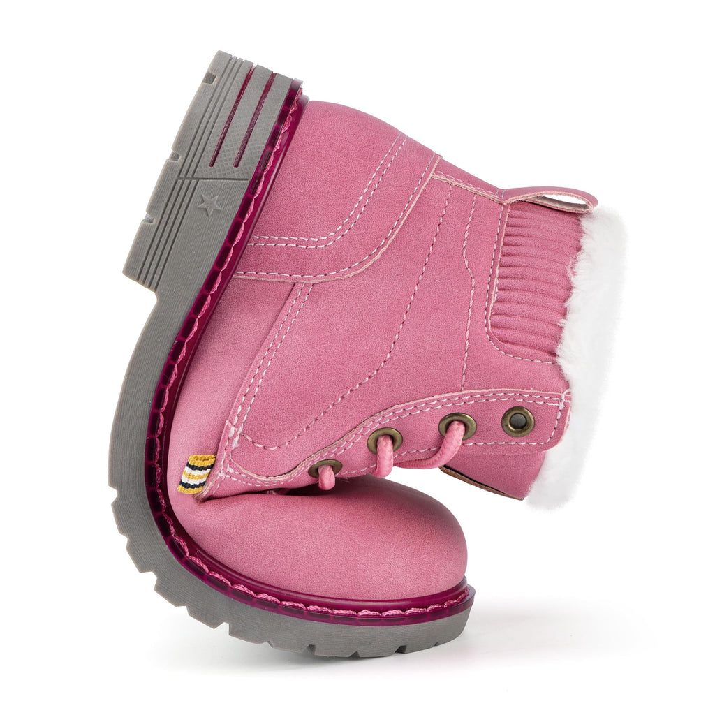Mishansha Boy's Girl's Winter Snow Boots Waterproof Kids Hiking Boots Cold Weather Outdoor Fur Lined Warm Walking Boot Shoes Watermelon Red 11 Little Kid