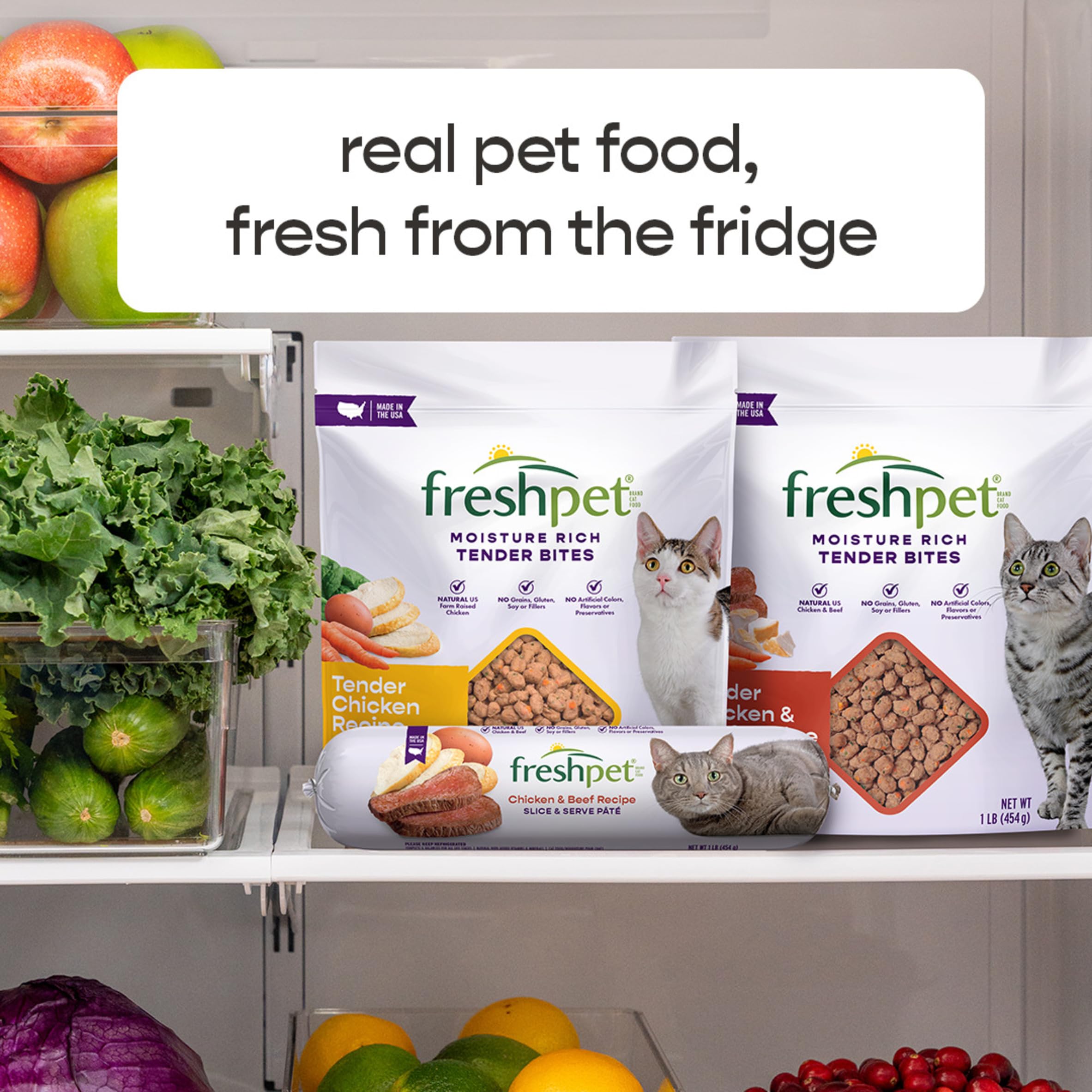 Fresh Pet Select Roasted Refrigerated Meals for Cats Chicken With Carrots and Spinach Recipe, 1 lb