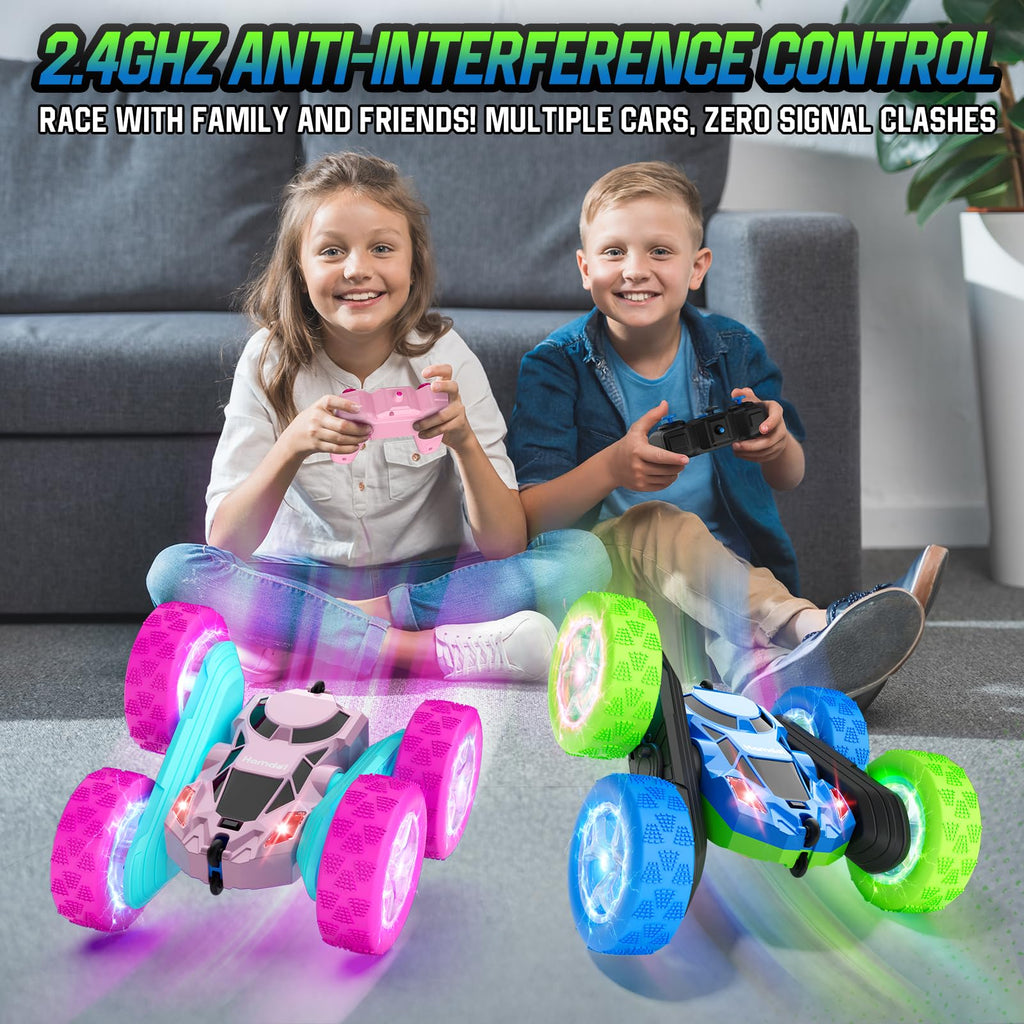 Hamdol RC Cars Toys for Kids Ages 6-12, 360° Spinning Double-Sided Remote Control Car with LED Lights, 4WD Rechargeable Toy for Boys Age 8-10, Perfect Birthday Holiday Valentines Easter Gift