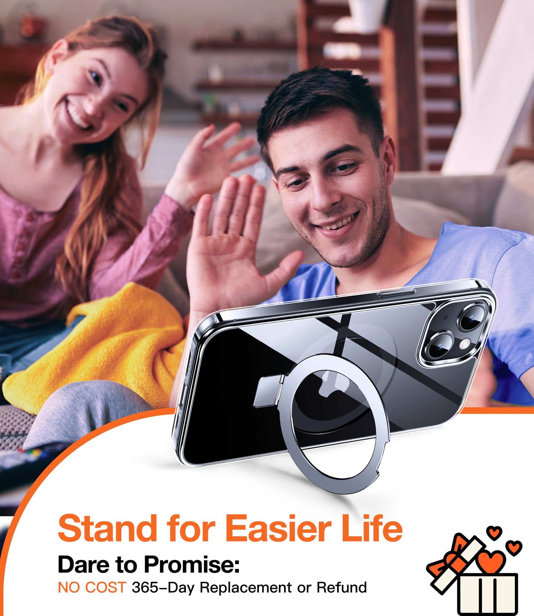 Chicfun 3-in-1 [Magnetic+Kickstand+Ring Holder] for iPhone 13 Case, iPhone 14 Case Compatible with MagSafe, Phone Case iPhone 13/14 with Stand Military Shockproof Protective Magnetic Cover