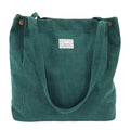 UERRUAM Corduroy Tote Bag for Women with Inner Pockets,Cute Go-to Bag for Everyday,Work,Lightweight,Washable,Portable,S,Green