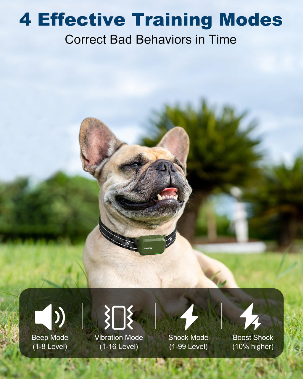 Jugbow Dog Shock Collar - 4200FT Dog Training Collar with Remote Innovative IPX7 Waterproof with 4 Training Modes, Rechargeable E-Collar for All Breeds