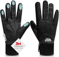 Bruvoalon Winter Gloves for Women & Men, 3M Thermal Insulation, Lycra Fabric, Touchscreen, Anti-Slip, Black/Gray, L