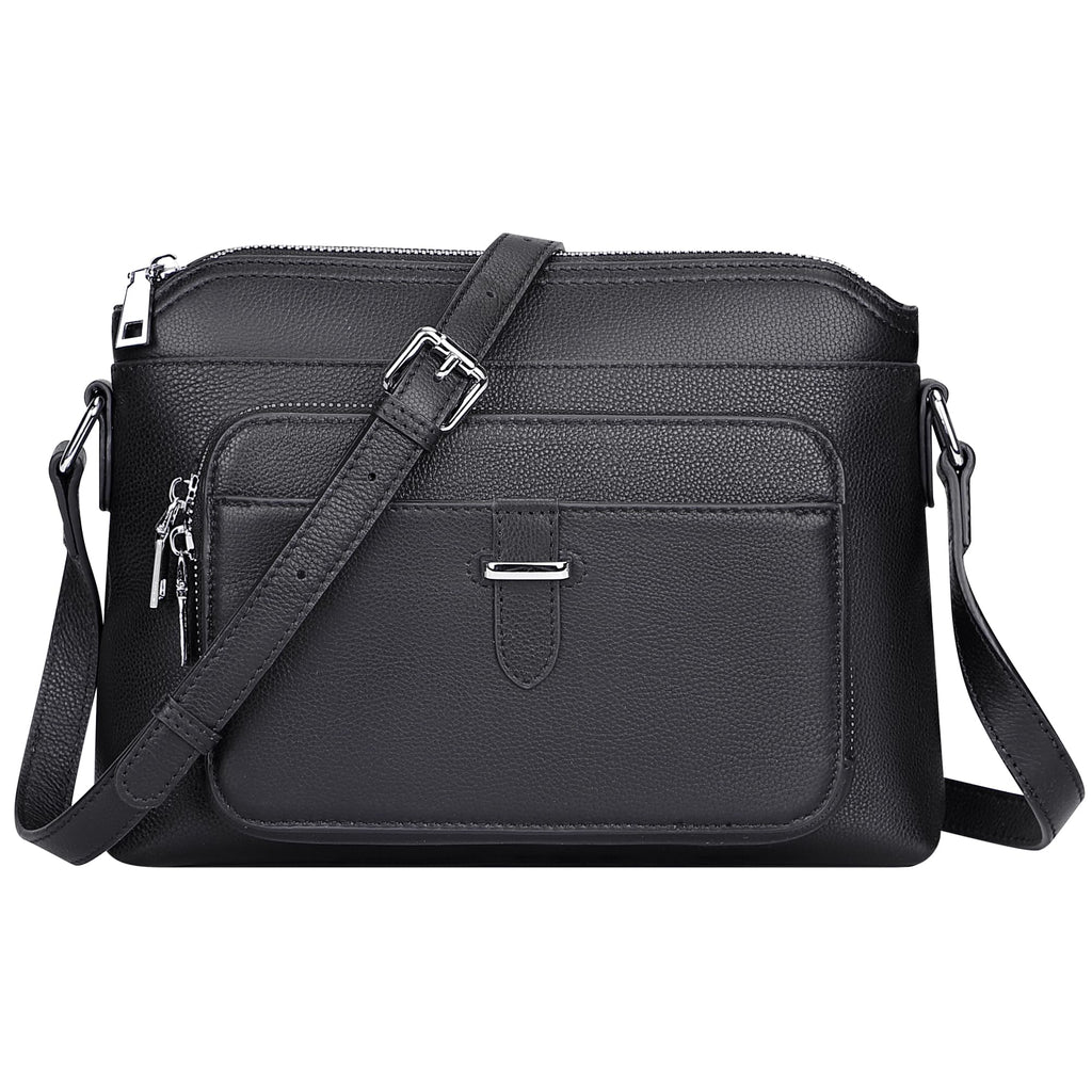 Over Earth Genuine Leather Crossbody Bags for Women Small Ladies Handbags and Purses with Card Slots(O205E Black)