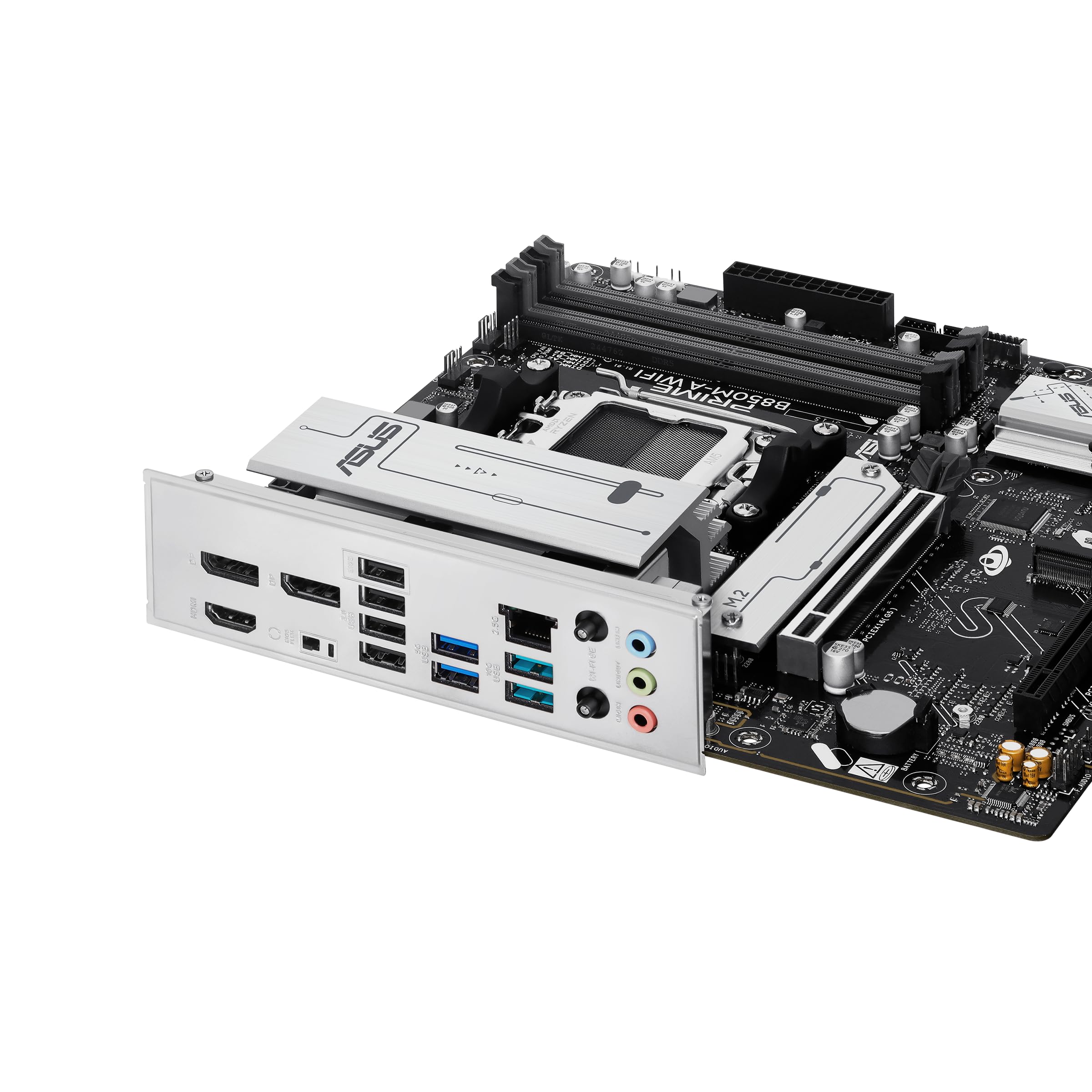 ASUS Prime B850M-A WiFi-CSM AMD AM5 B850 mATX Motherboard, DDR5, PCIe 5.0 Ready, 3X M.2, Wi-Fi 6E, 2.5Gb LAN, DisplayPort, HDMI™, USB Type-C®, ASUS Control Center Express Remote IT Management