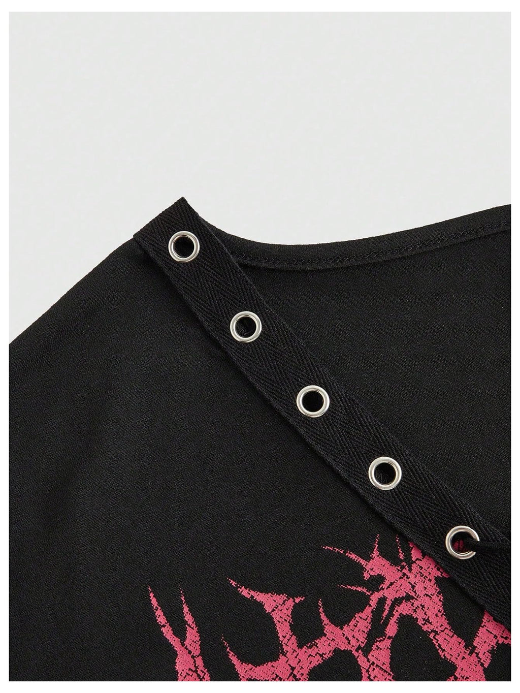 SOLY HUX Women's Y2k Gothic Graphic Bodycon Mini Dress Short Sleeve Deep V Neck Lace Up Punk Party T Shirt Dresses Black Skull Medium