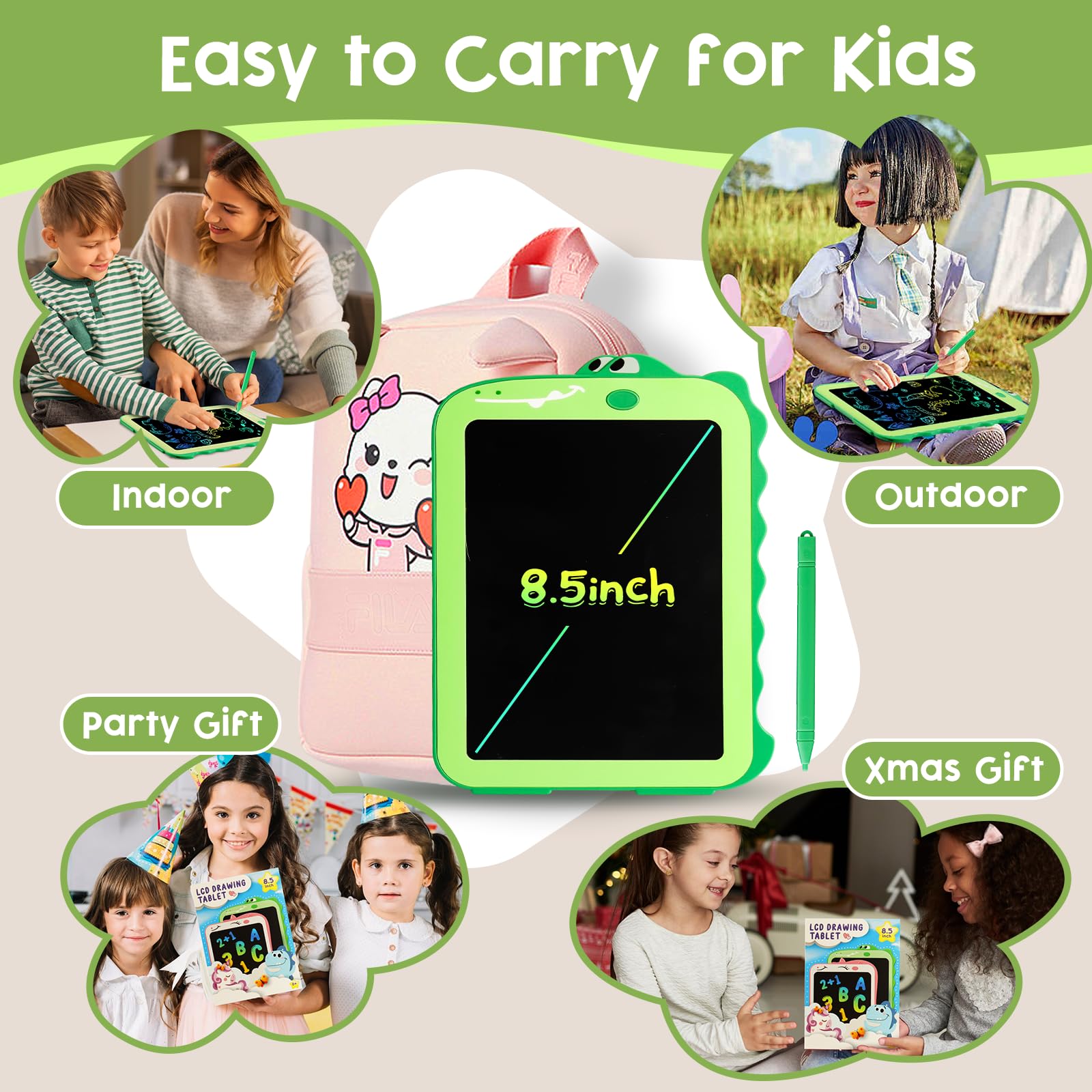 Teriph LCD Writing Tablet for Kids, Colorful Toddlers Toys Drawing Board, Educational Kid Toys, Doodle Pad Dinosaur Toy for 3 4 5 6 7 8 Year Old Boys Girls Birthday Party Christmas Gifts,8.5inch
