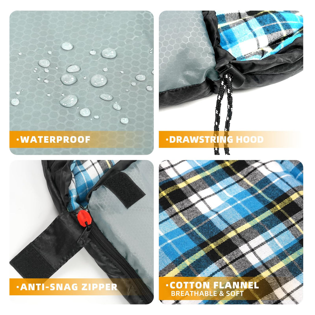 Sleeping Bags for Adults Teens Cold Weather &Warm, 3 Seasons, Cotton Flannel Liner Sleeping Bag, Lightweight Compact Camping Essentials Equipment, Hiking, Outdoor, Travel(T-Shaped) (Black Grey)